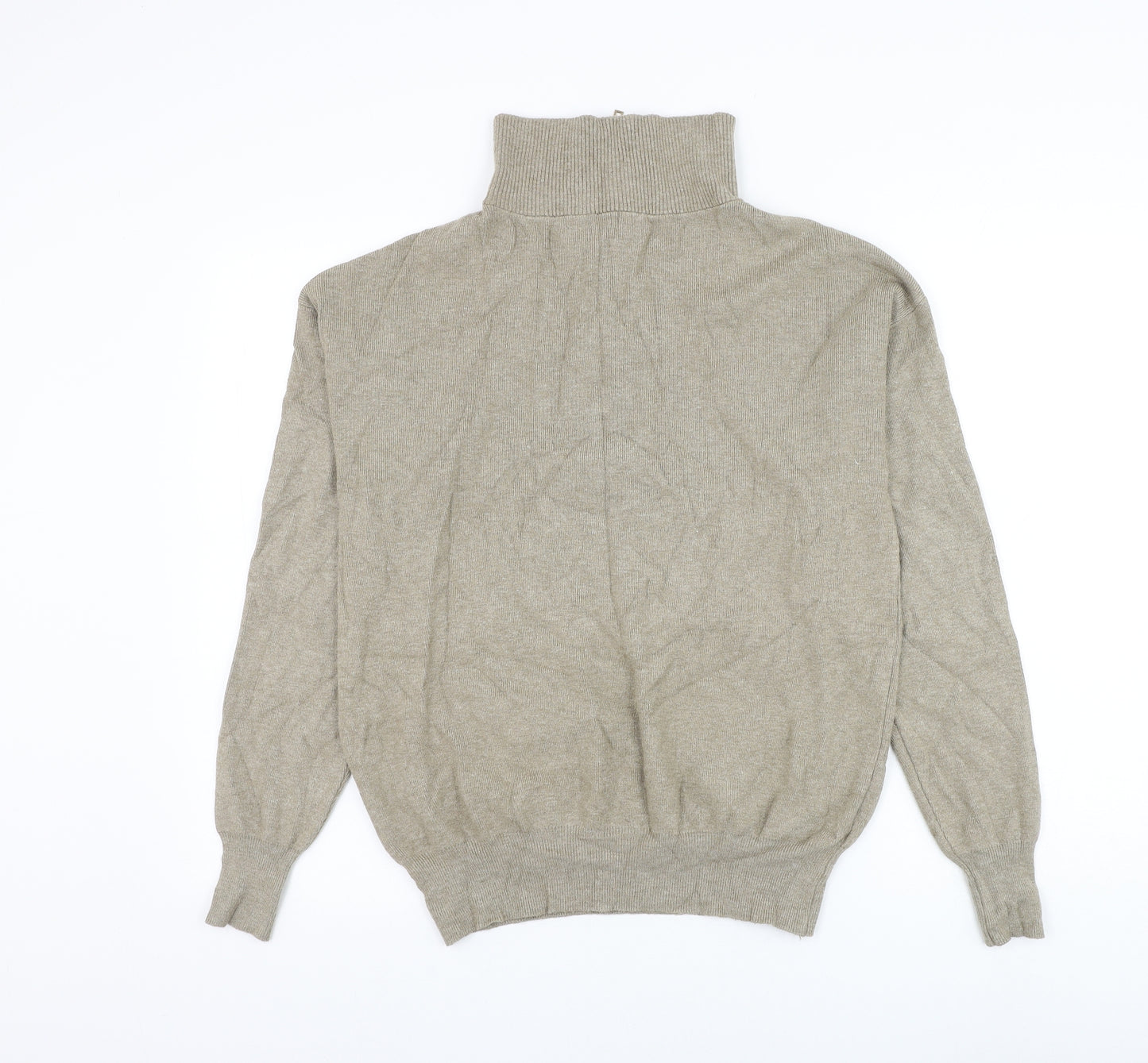 Papillonne Mens Beige High Neck Viscose Pullover Jumper Size L