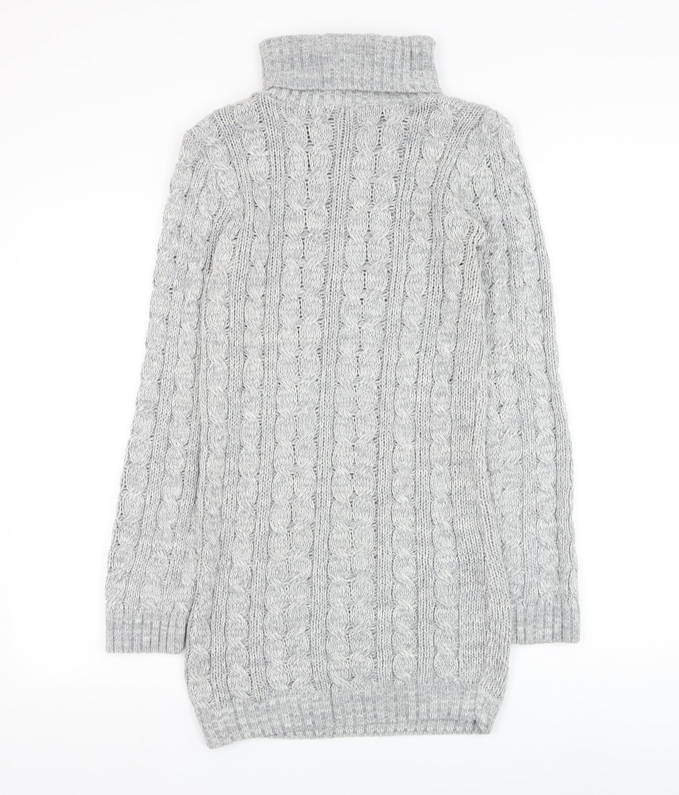 Select Womens Grey Acrylic Jumper Dress Size 12 Roll Neck Pullover