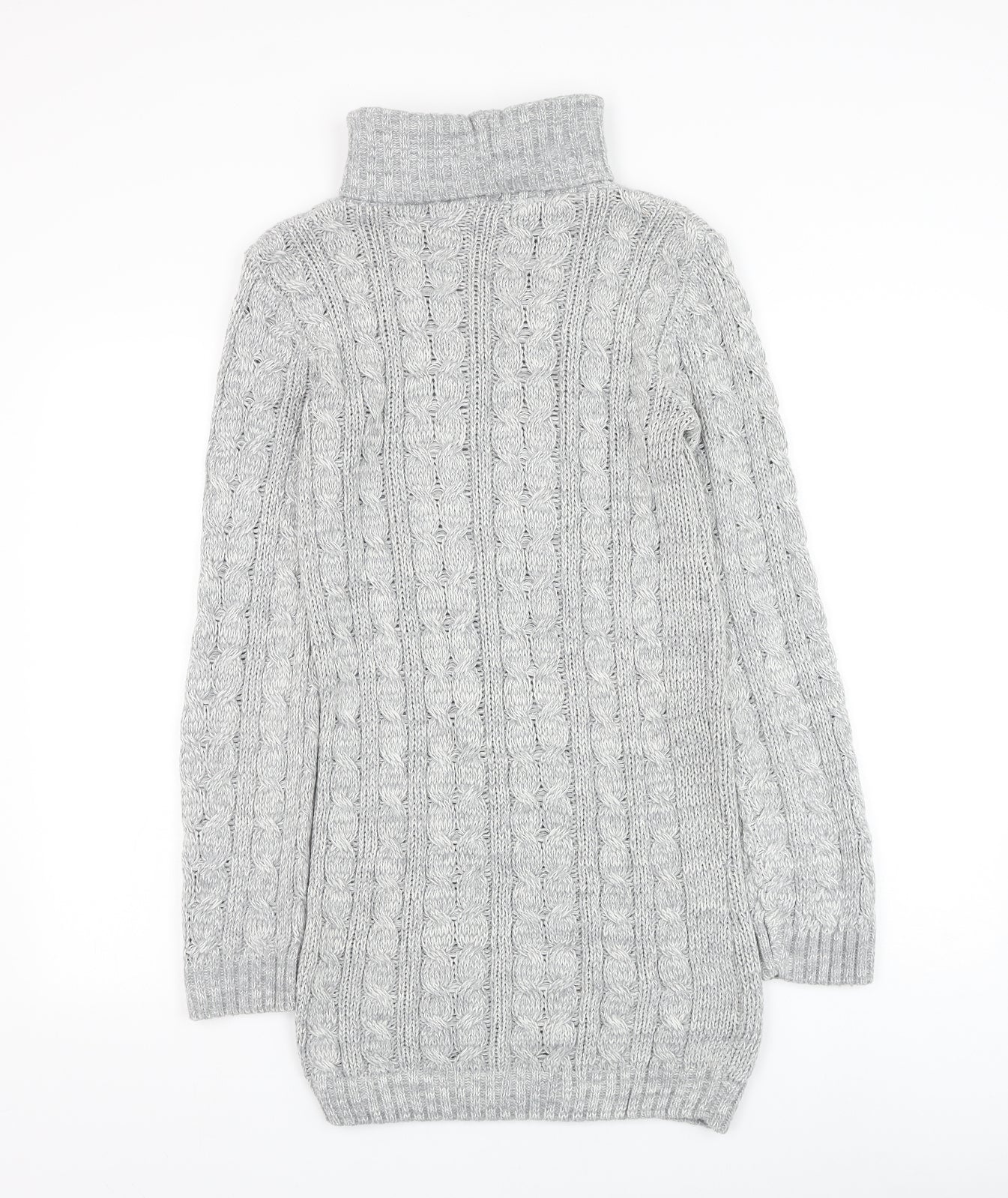 Select Womens Grey Acrylic Jumper Dress Size 12 Roll Neck Pullover