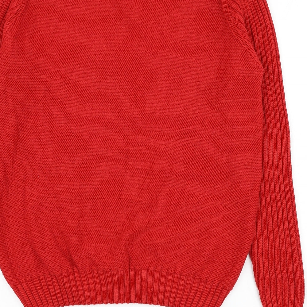 Sweater Shop Mens Red Round Neck Cotton Pullover Jumper Size M