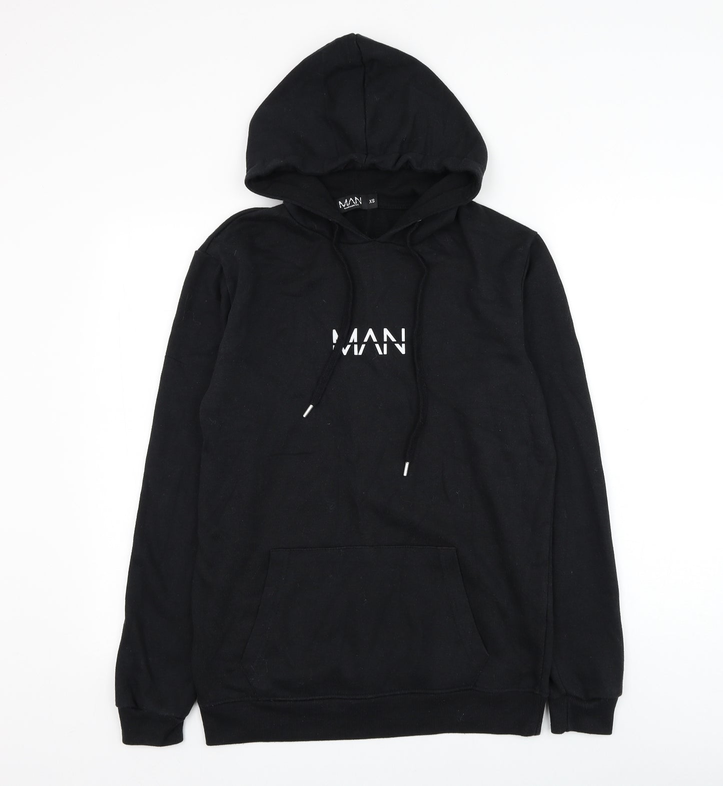 BoohooMAN Mens Black Cotton Pullover Hoodie Size XS