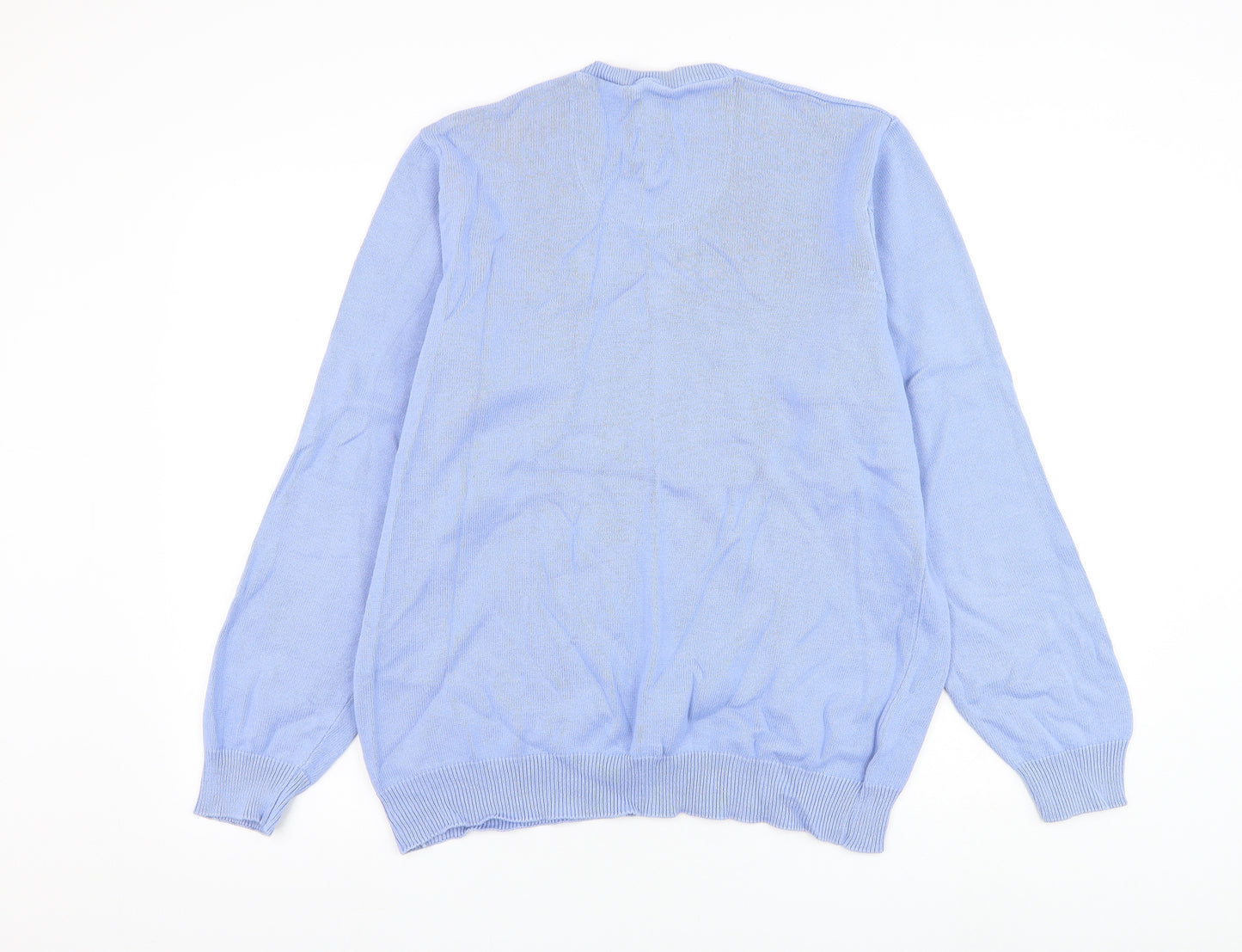 Blue Harbour Mens Blue V-Neck Cotton Pullover Jumper Size L