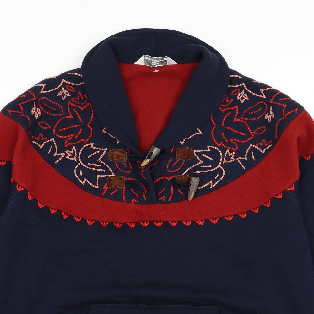 Marks and Spencer Womens Blue Floral Cotton Pullover Sweatshirt Size 12 Pullover - Leaf Detailing