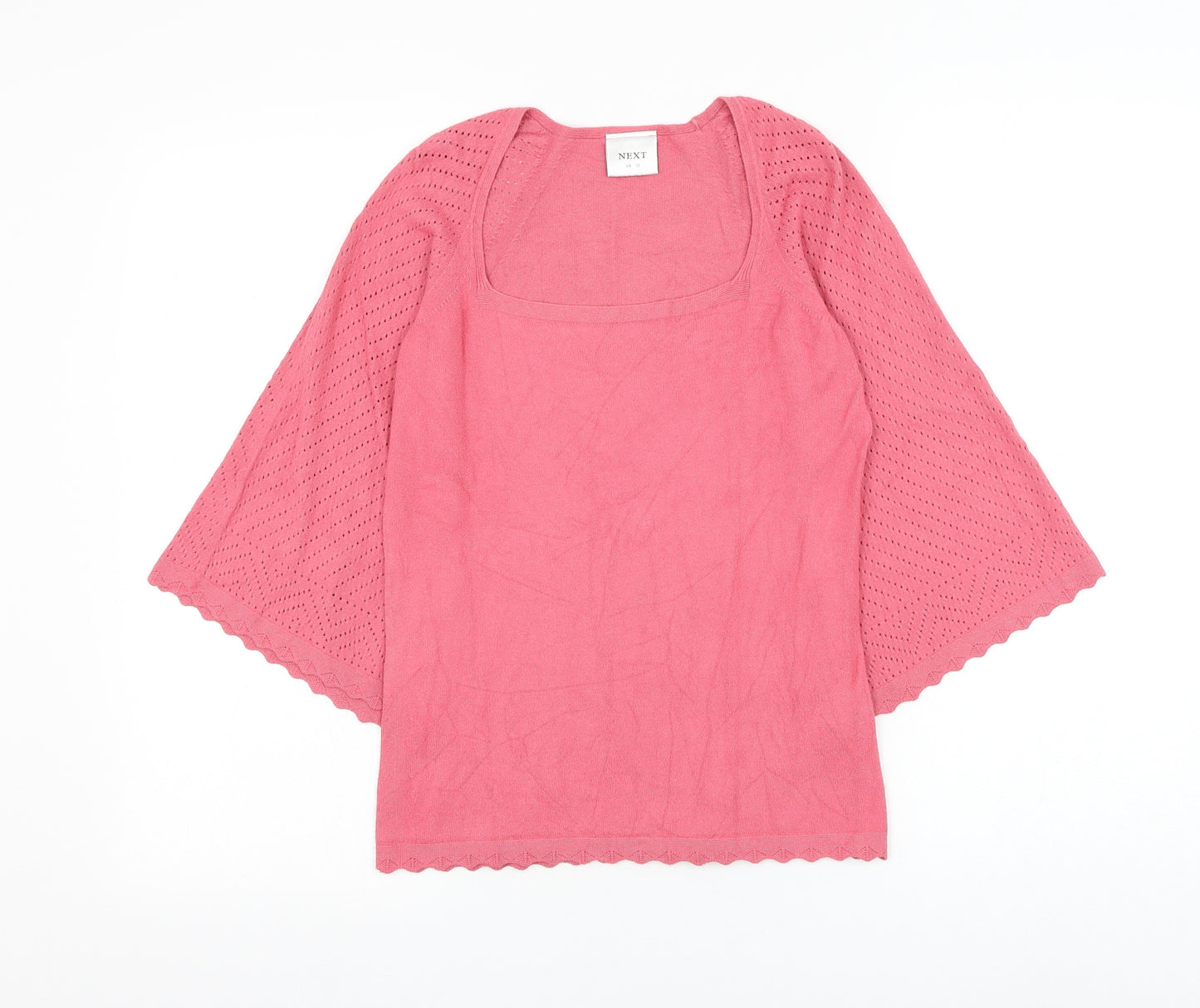 NEXT Womens Pink Square Neck Viscose Pullover Jumper Size 10