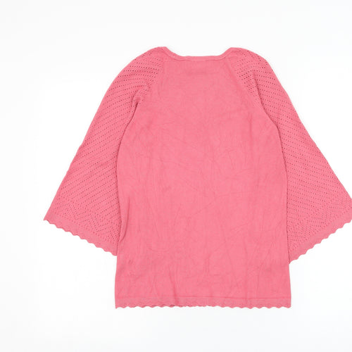 NEXT Womens Pink Square Neck Viscose Pullover Jumper Size 10