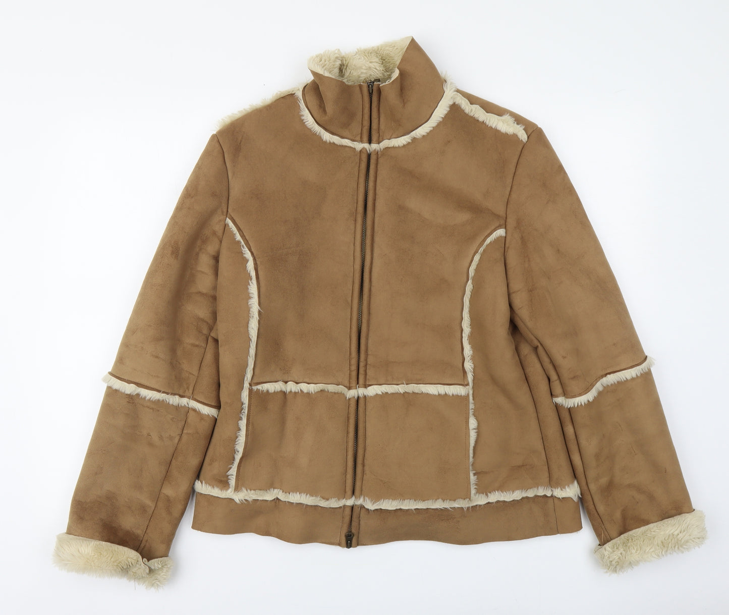 Per Una Womens Beige Jacket Size M Zip