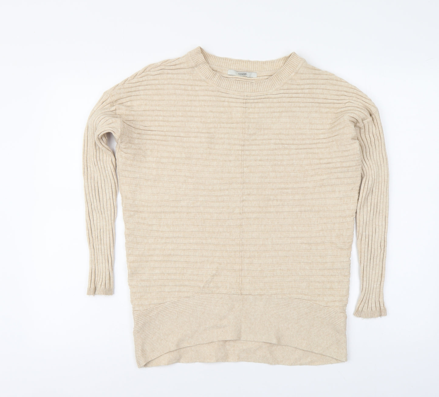George Womens Beige Round Neck Viscose Pullover Jumper Size S