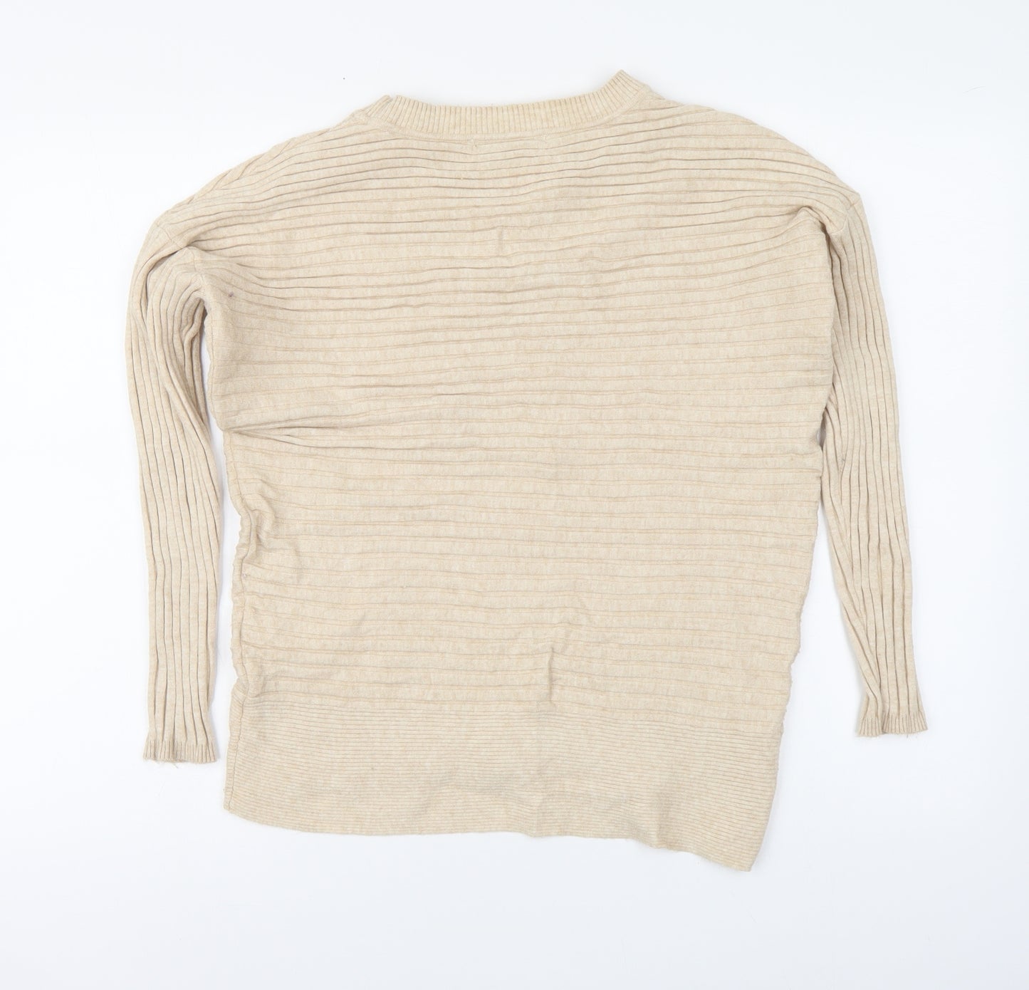 George Womens Beige Round Neck Viscose Pullover Jumper Size S