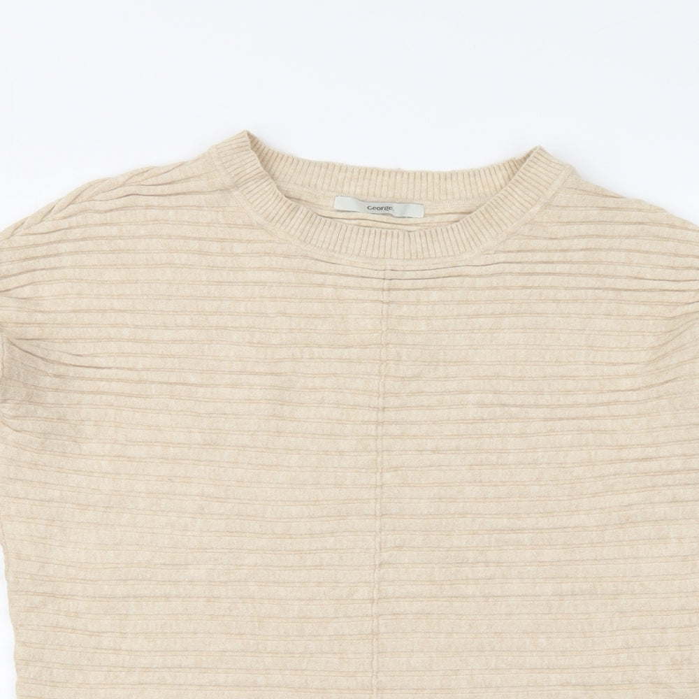 George Womens Beige Round Neck Viscose Pullover Jumper Size S