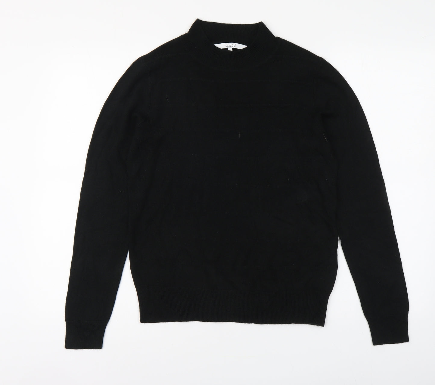 Vida Vi Womens Black High Neck Acrylic Pullover Jumper Size M
