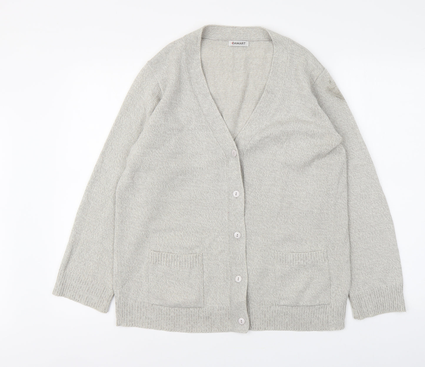 Damart Womens Grey V-Neck Acrylic Cardigan Jumper Size M