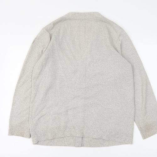 Damart Womens Grey V-Neck Acrylic Cardigan Jumper Size M