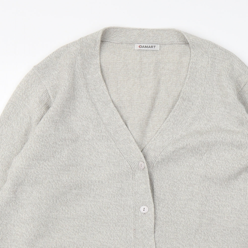 Damart Womens Grey V-Neck Acrylic Cardigan Jumper Size M