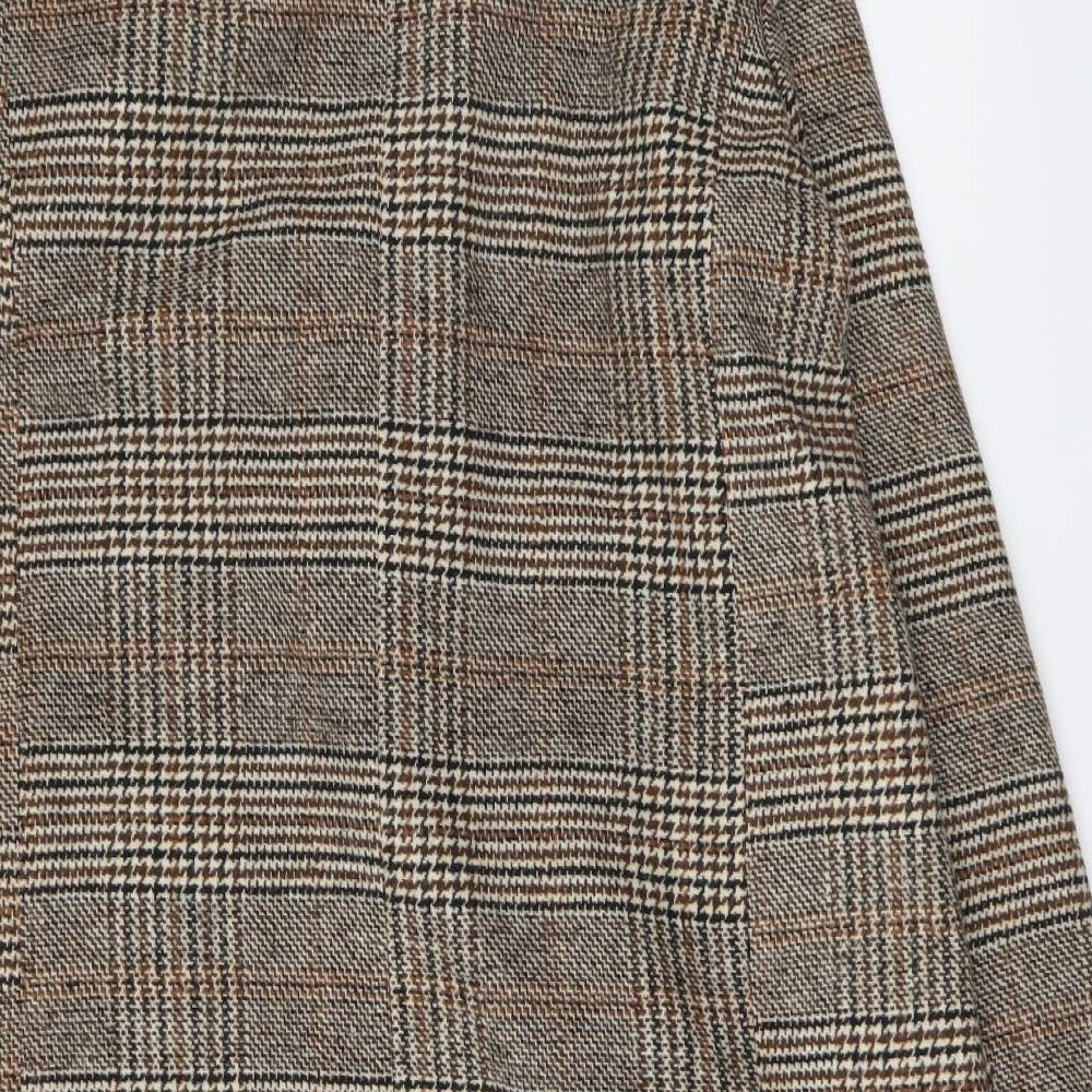 New Look Womens Brown Herringbone Overcoat Coat Size 14 Button