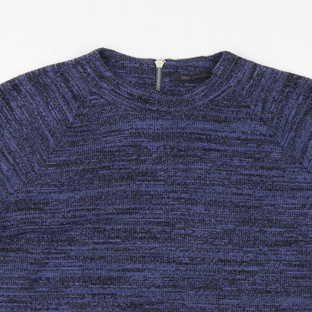 Marks and Spencer Womens Blue Round Neck Polyester Pullover Jumper Size 16