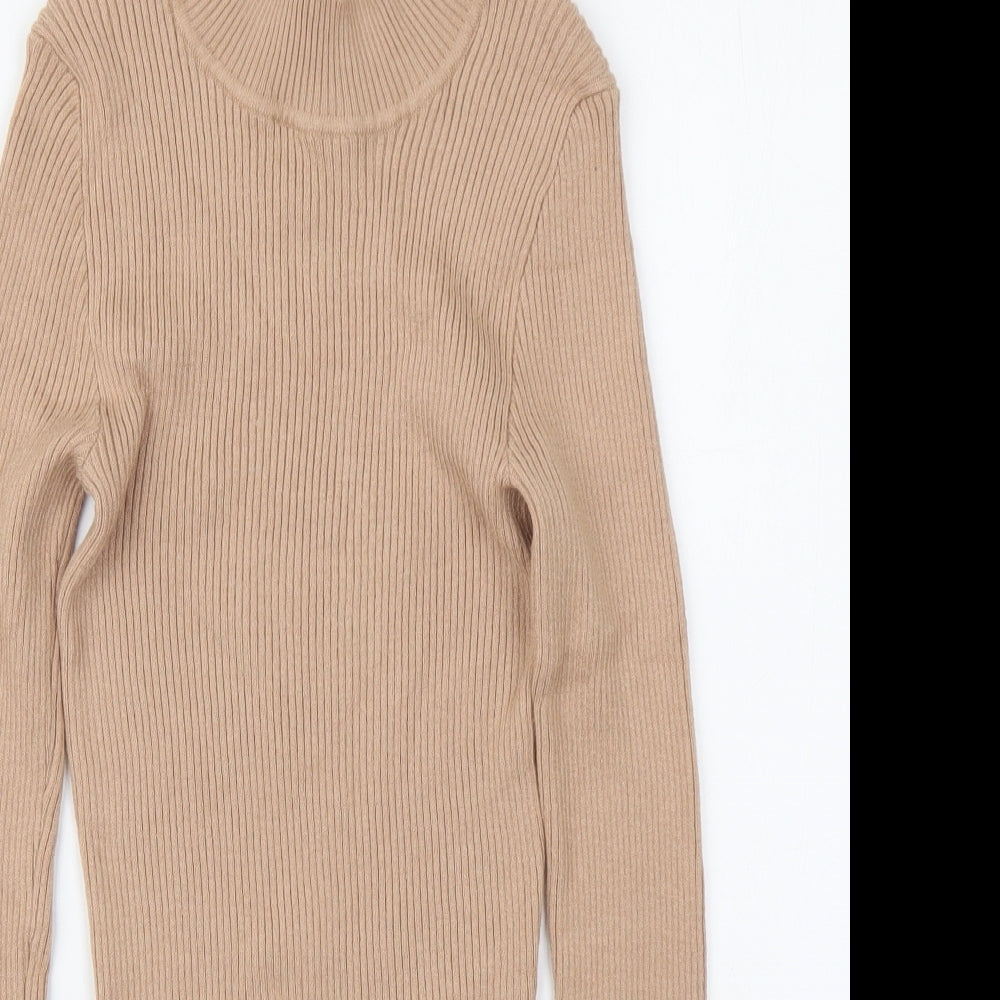 Primark Womens Beige High Neck Viscose Pullover Jumper Size S