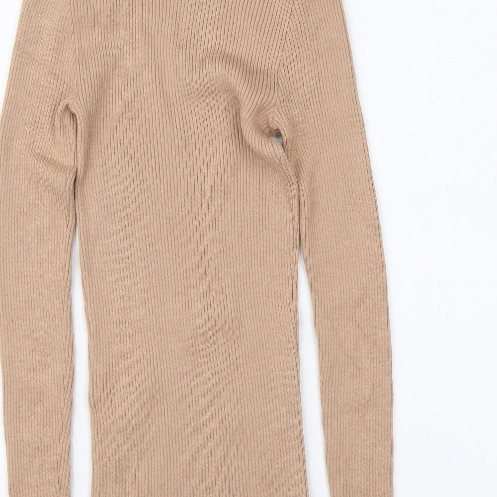 Primark Womens Beige High Neck Viscose Pullover Jumper Size S