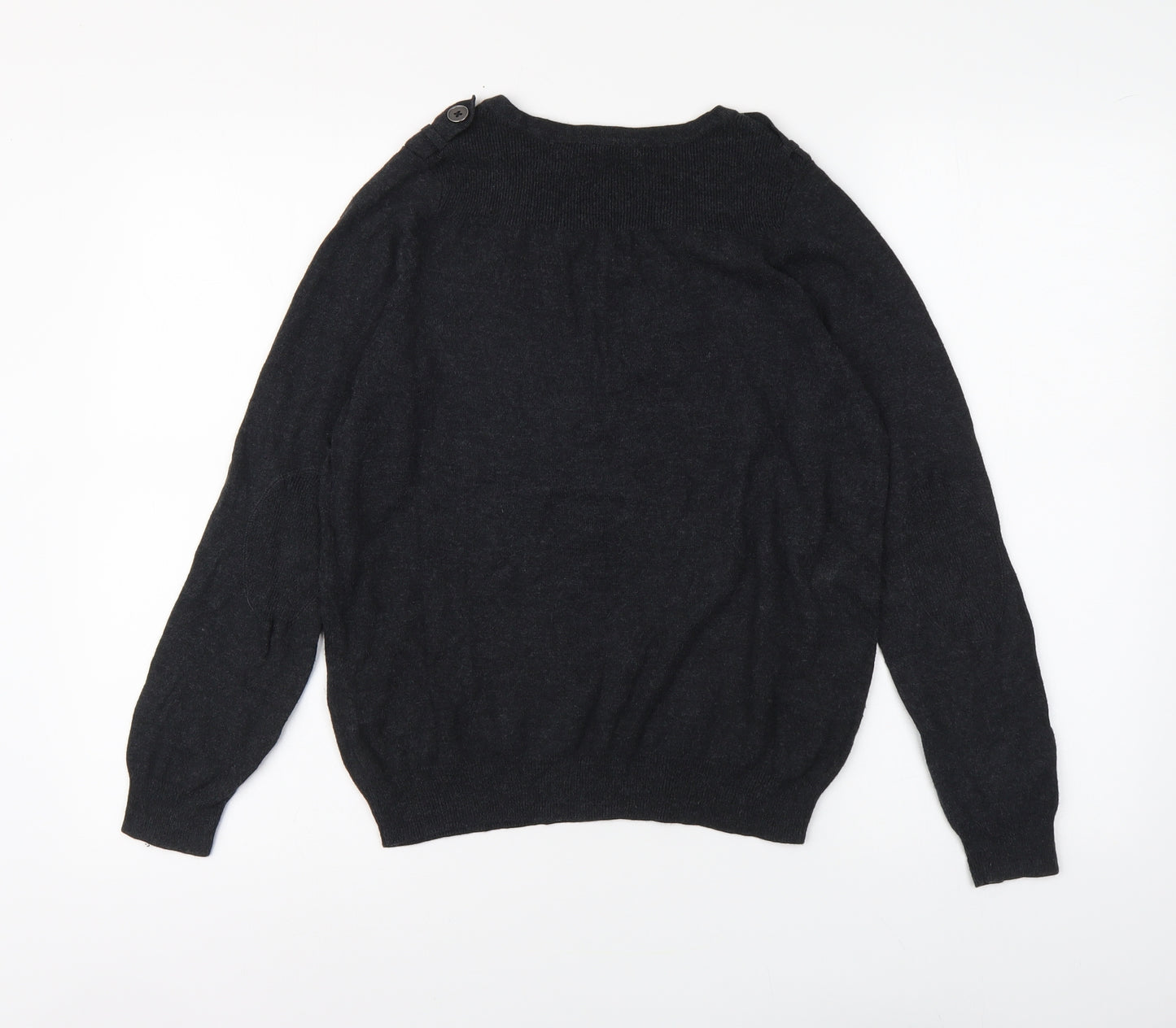 Marks and Spencer Womens Grey Round Neck Viscose Pullover Jumper Size 14