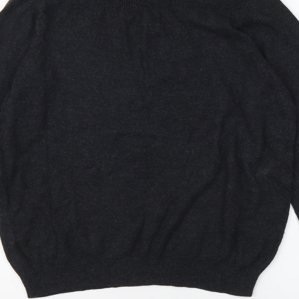 Marks and Spencer Womens Grey Round Neck Viscose Pullover Jumper Size 14