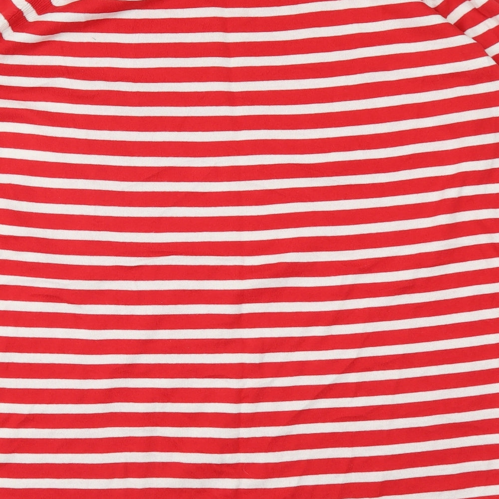 Barbour Womens Red Round Neck Striped Cotton Pullover Jumper Size 18