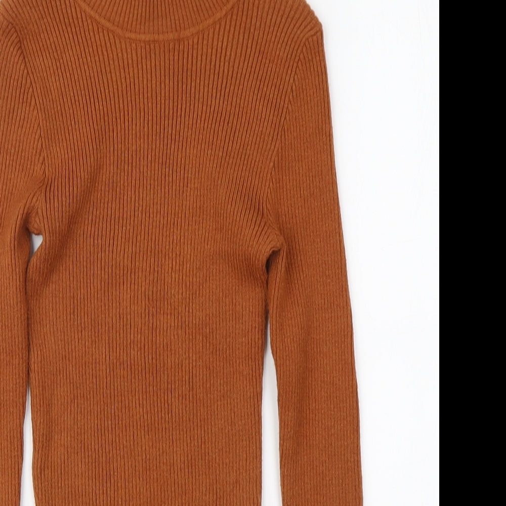 Primark Womens Brown Round Neck Viscose Pullover Jumper Size S