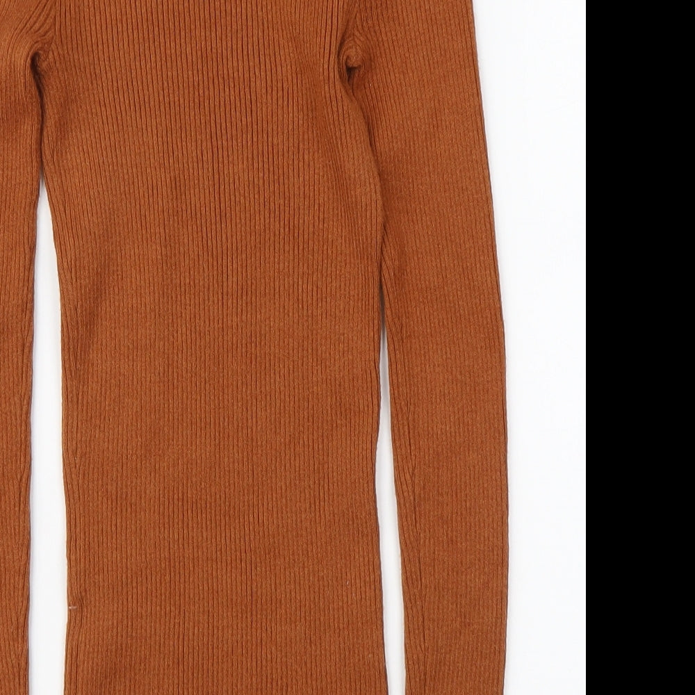 Primark Womens Brown Round Neck Viscose Pullover Jumper Size S