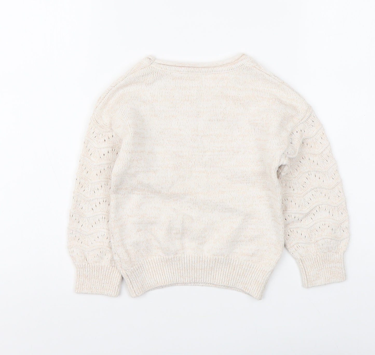 Nutmeg Girls Beige Round Neck Cotton Pullover Jumper Size 4-5 Years Pullover