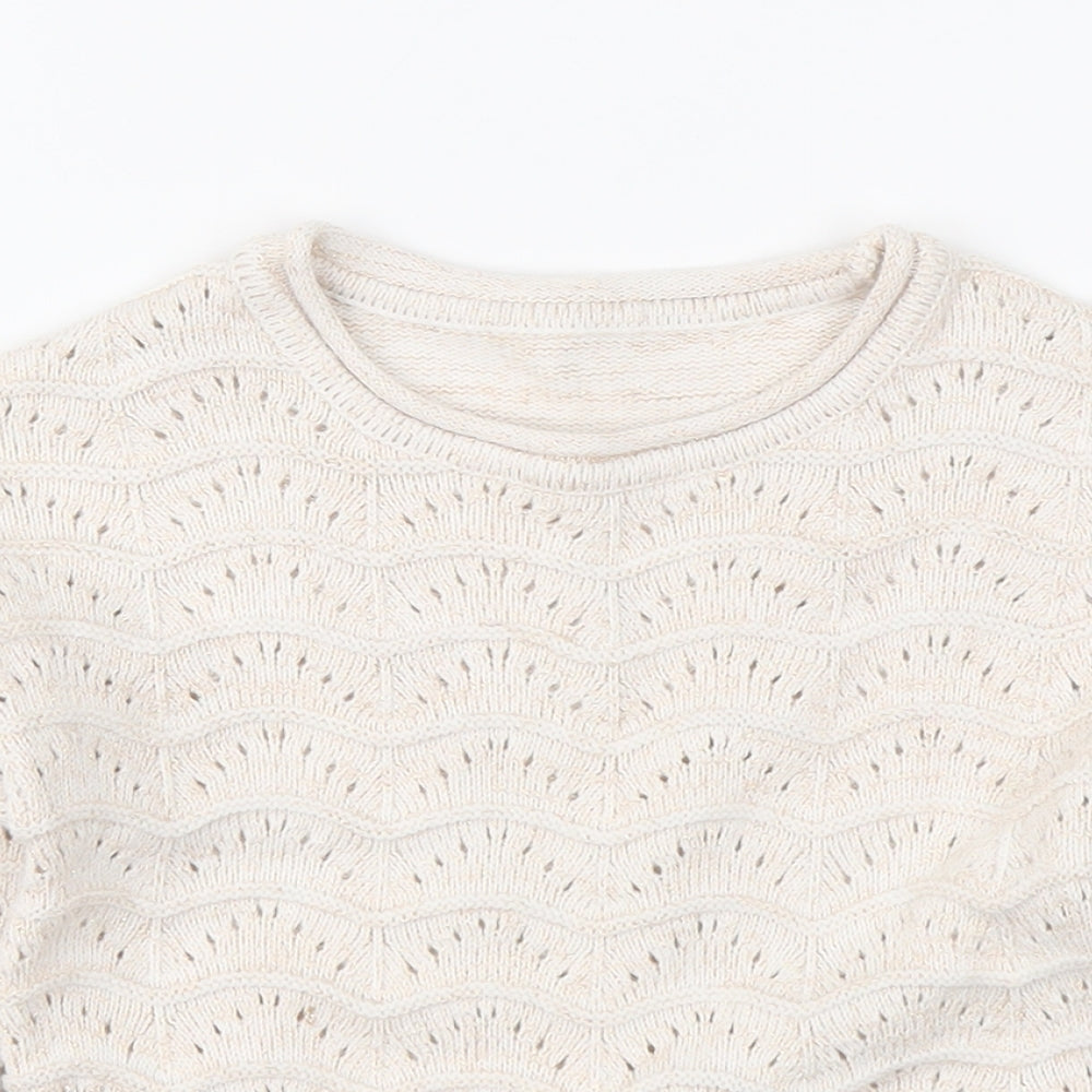 Nutmeg Girls Beige Round Neck Cotton Pullover Jumper Size 4-5 Years Pullover