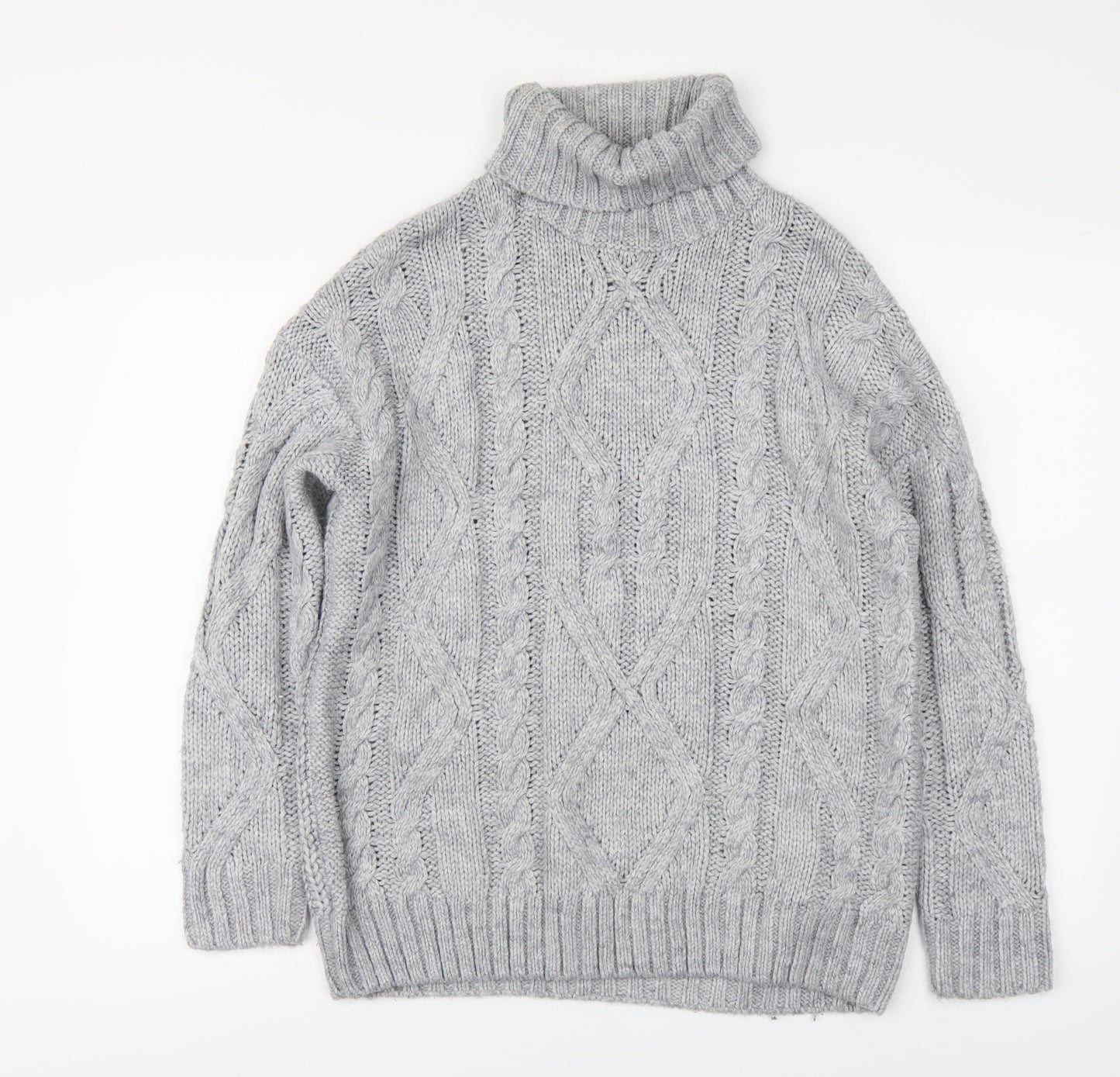 Primark Womens Grey Roll Neck Acrylic Pullover Jumper Size XS