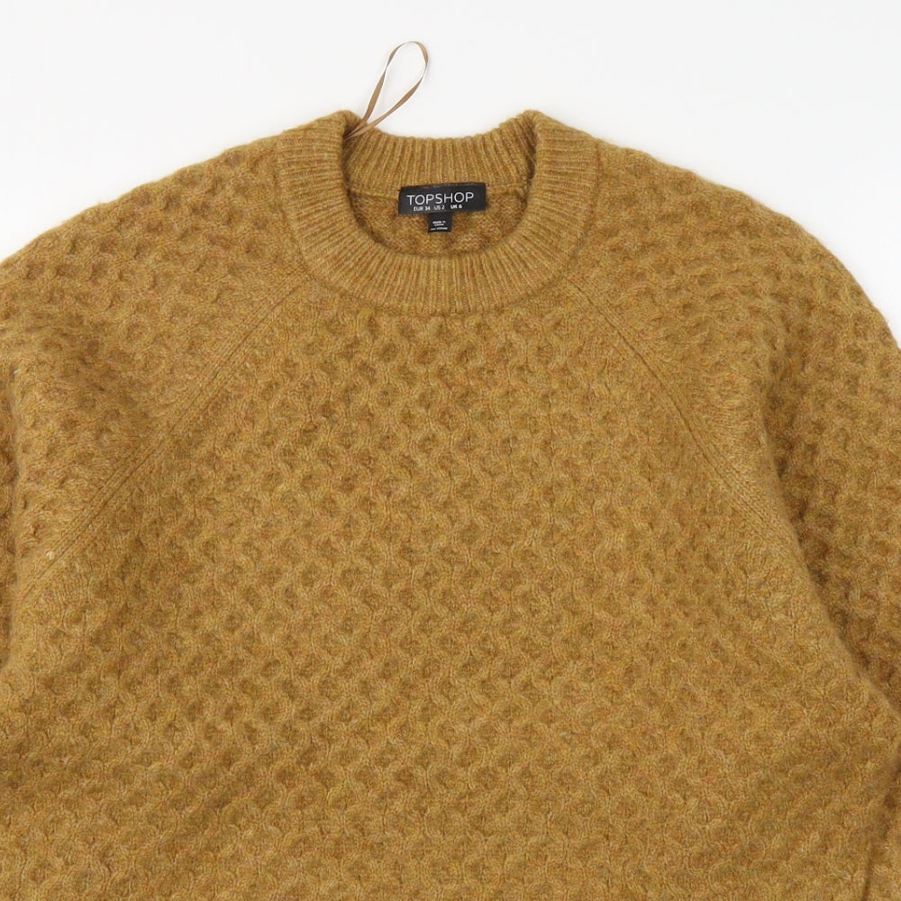 Topshop Womens Brown High Neck Acrylic Pullover Jumper Size 6