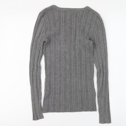 Primark Womens Grey Round Neck Viscose Pullover Jumper Size S
