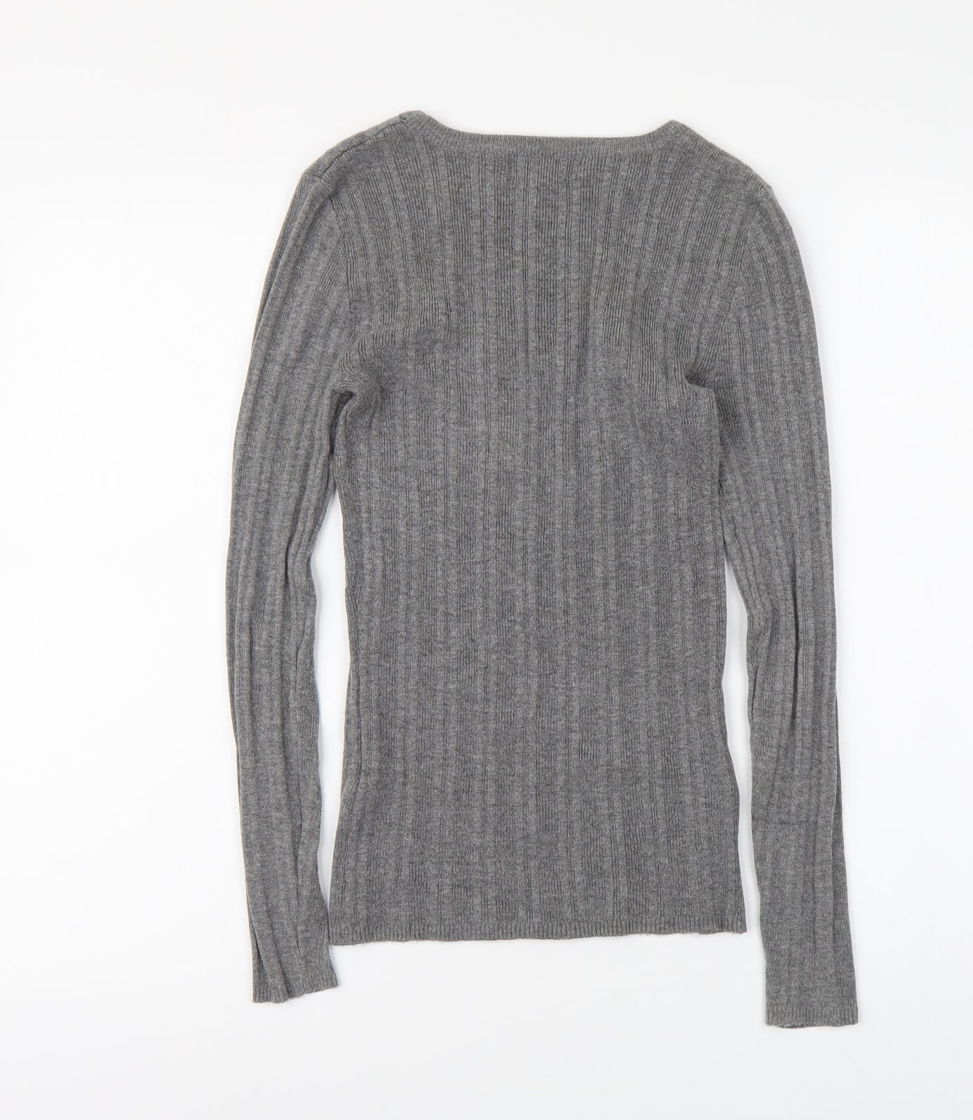 Primark Womens Grey Round Neck Viscose Pullover Jumper Size S