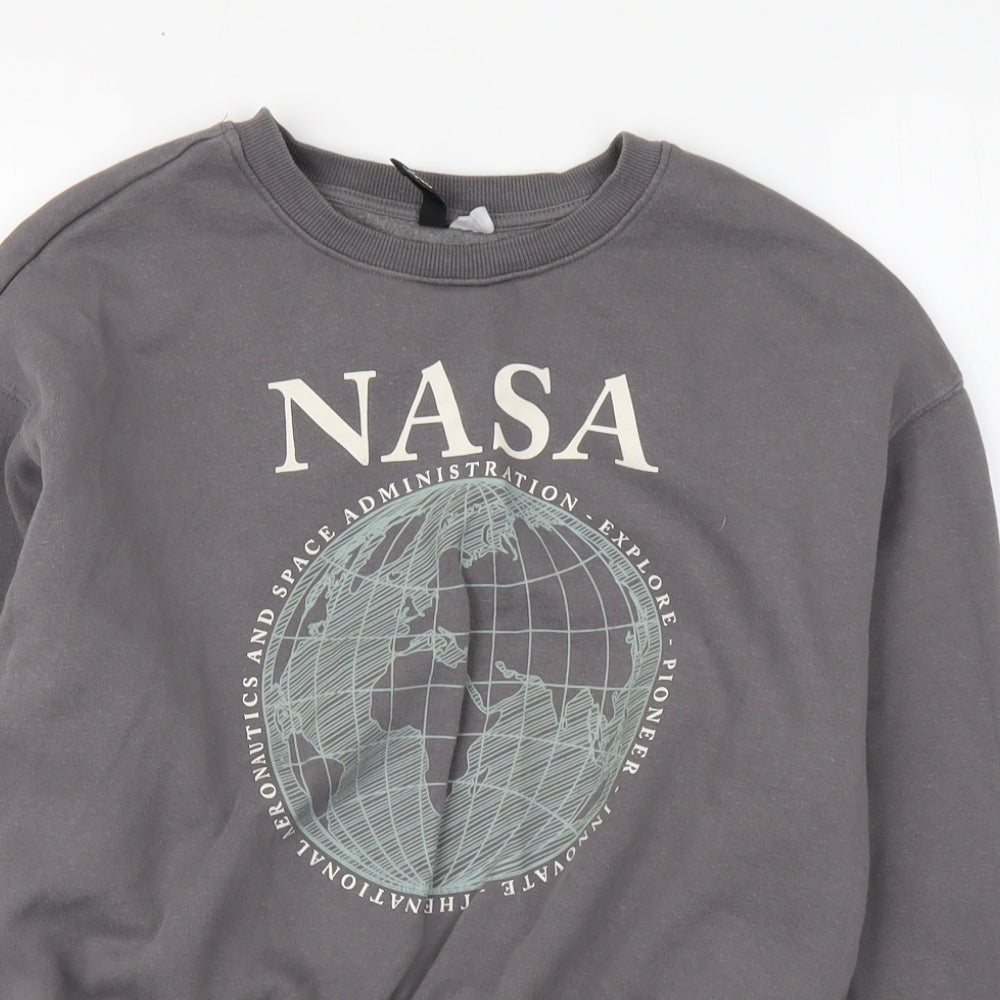 H&M Womens Grey Cotton Pullover Sweatshirt Size S Pullover - Nasa