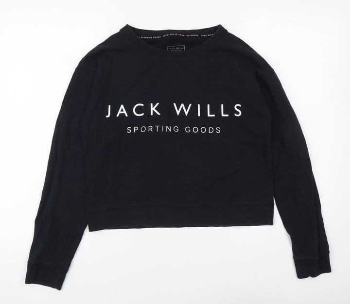 Jack Wills Womens Black Polyester Pullover Sweatshirt Size 6 Pullover