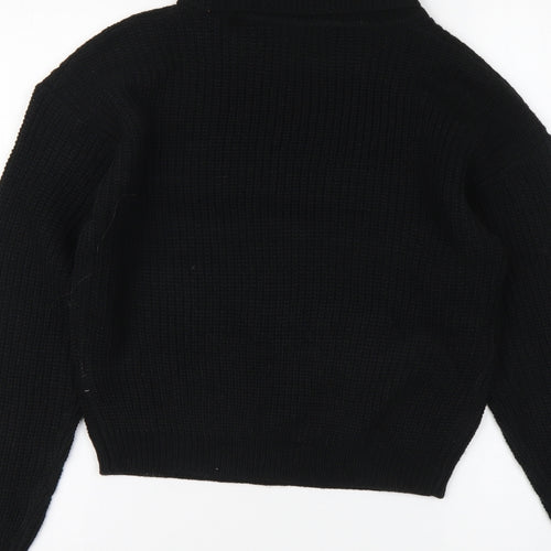 Boohoo Womens Black Roll Neck Acrylic Pullover Jumper Size L