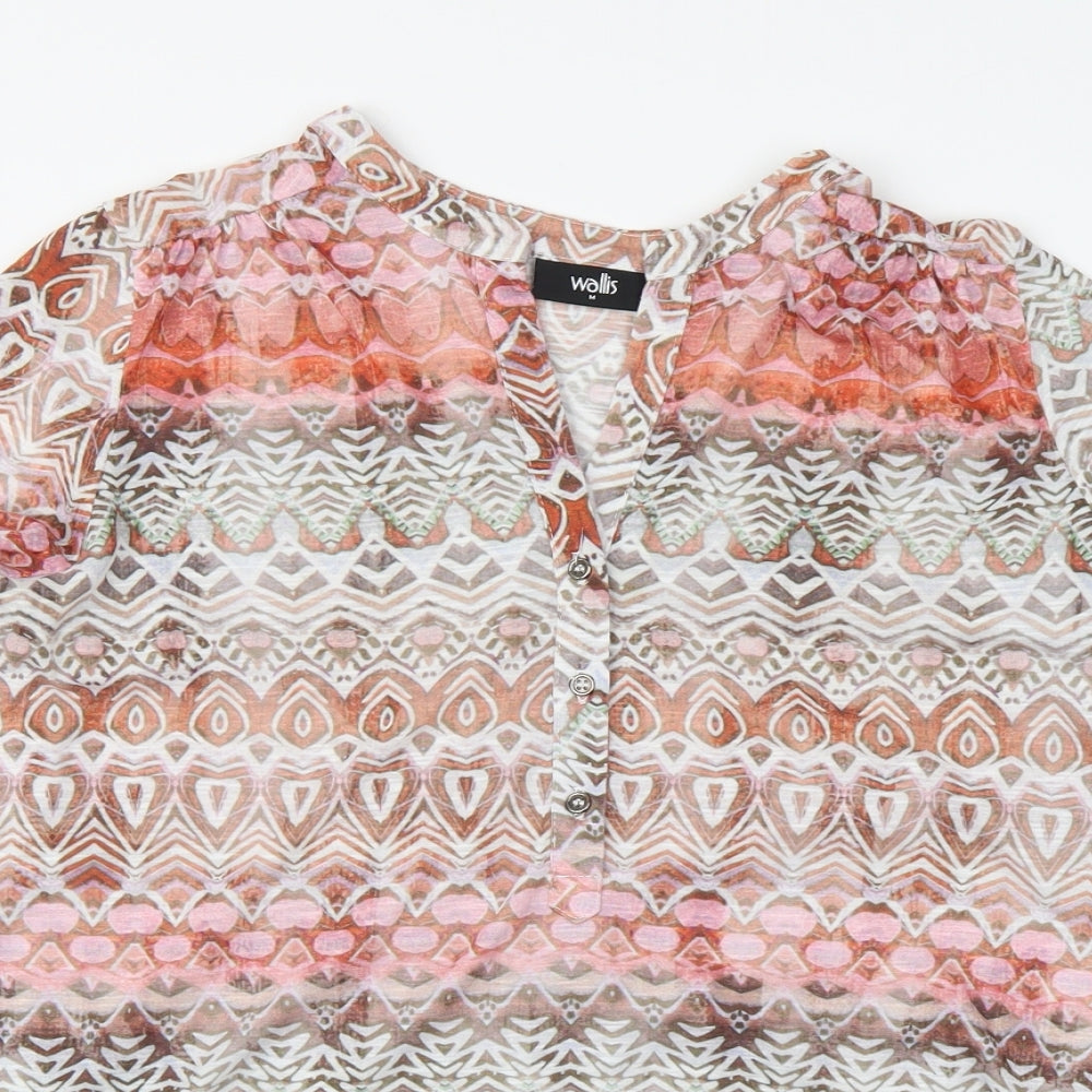 Wallis Womens Multicoloured Geometric Polyester Basic Blouse Size M V-Neck