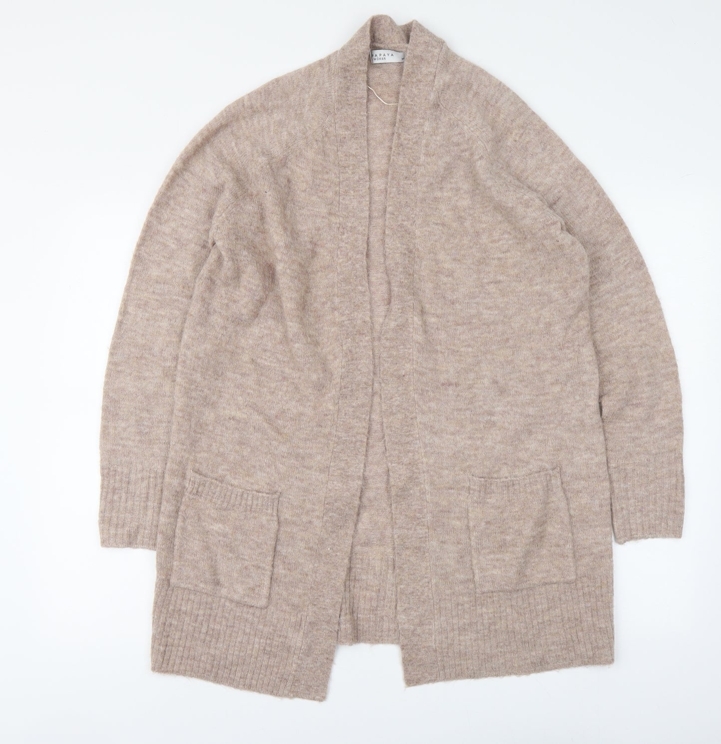 Papaya Womens Pink V-Neck Acrylic Cardigan Jumper Size M