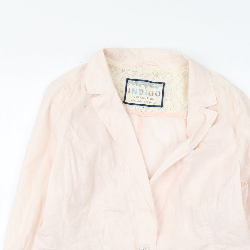 Indigo Womens Pink Linen Jacket Suit Jacket Size 16