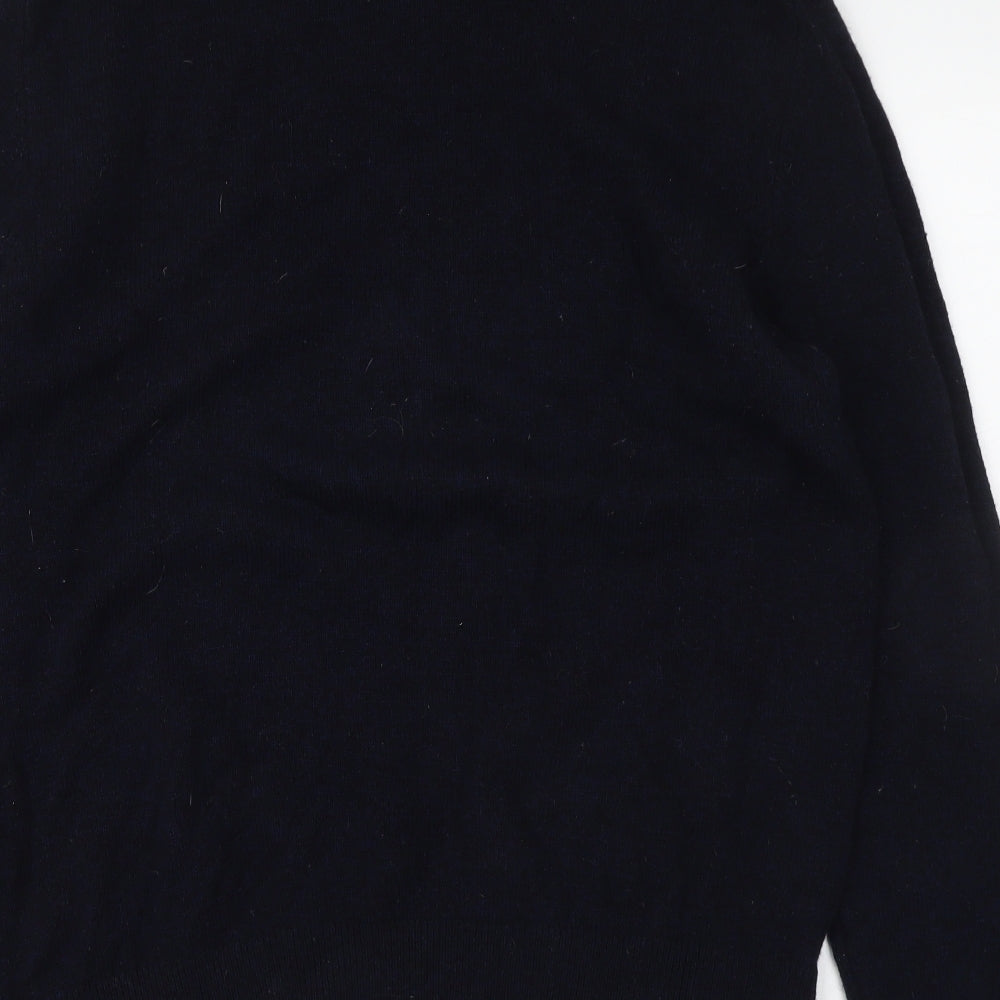 H&M Mens Blue V-Neck Wool Henley Jumper Size XL