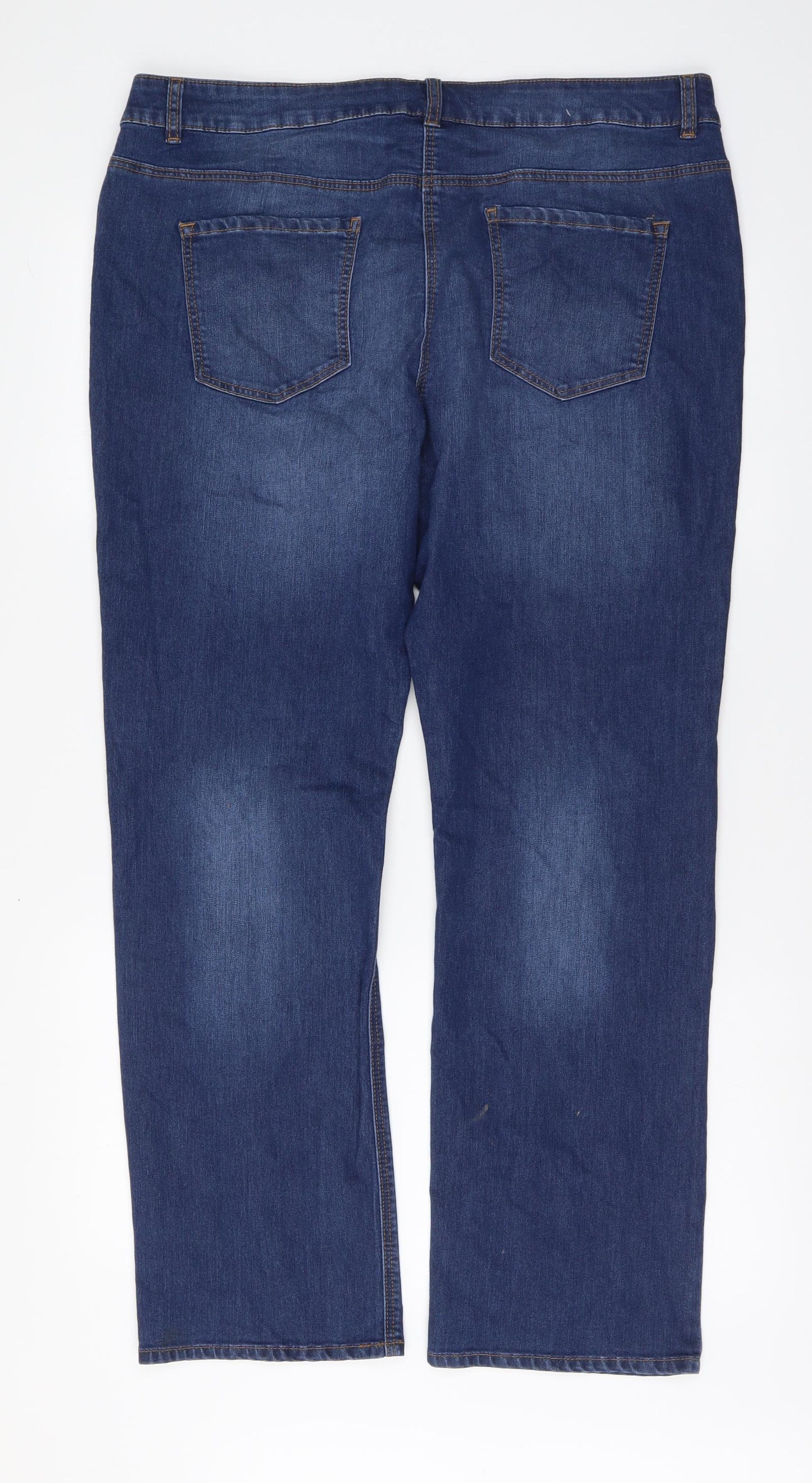 George Womens Blue Cotton Straight Jeans Size 18 L30 in Regular Button