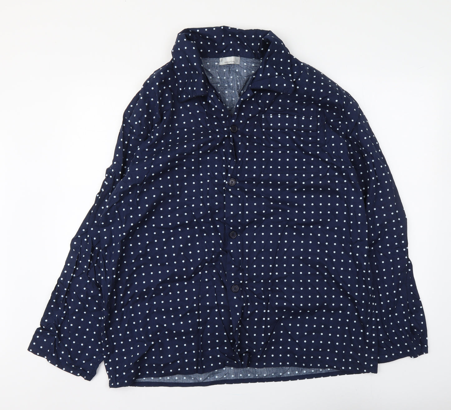 Dunnes Stores Mens Blue Polka Dot Cotton Button-Up Size XL V-Neck Button