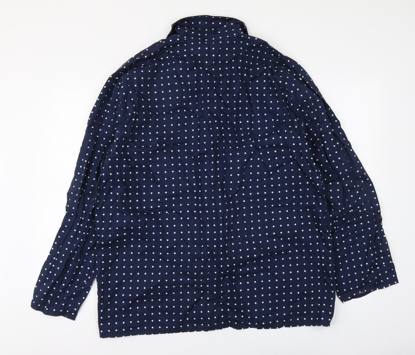 Dunnes Stores Mens Blue Polka Dot Cotton Button-Up Size XL V-Neck Button