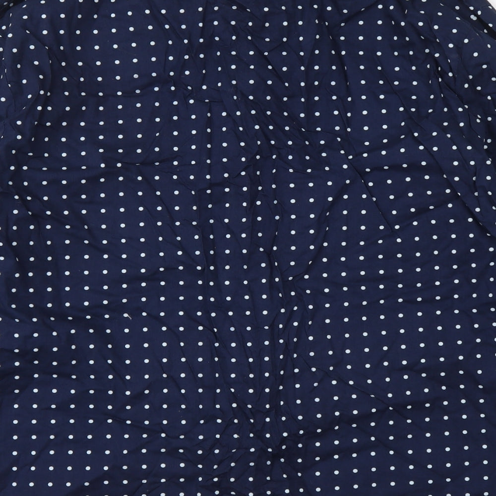 Dunnes Stores Mens Blue Polka Dot Cotton Button-Up Size XL V-Neck Button