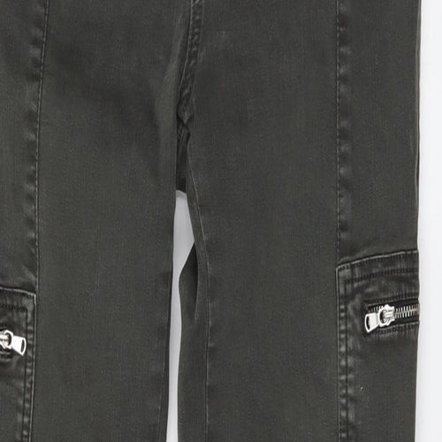 Mint Velvet Womens Green Cotton Straight Jeans Size 12 L29 in Regular Button