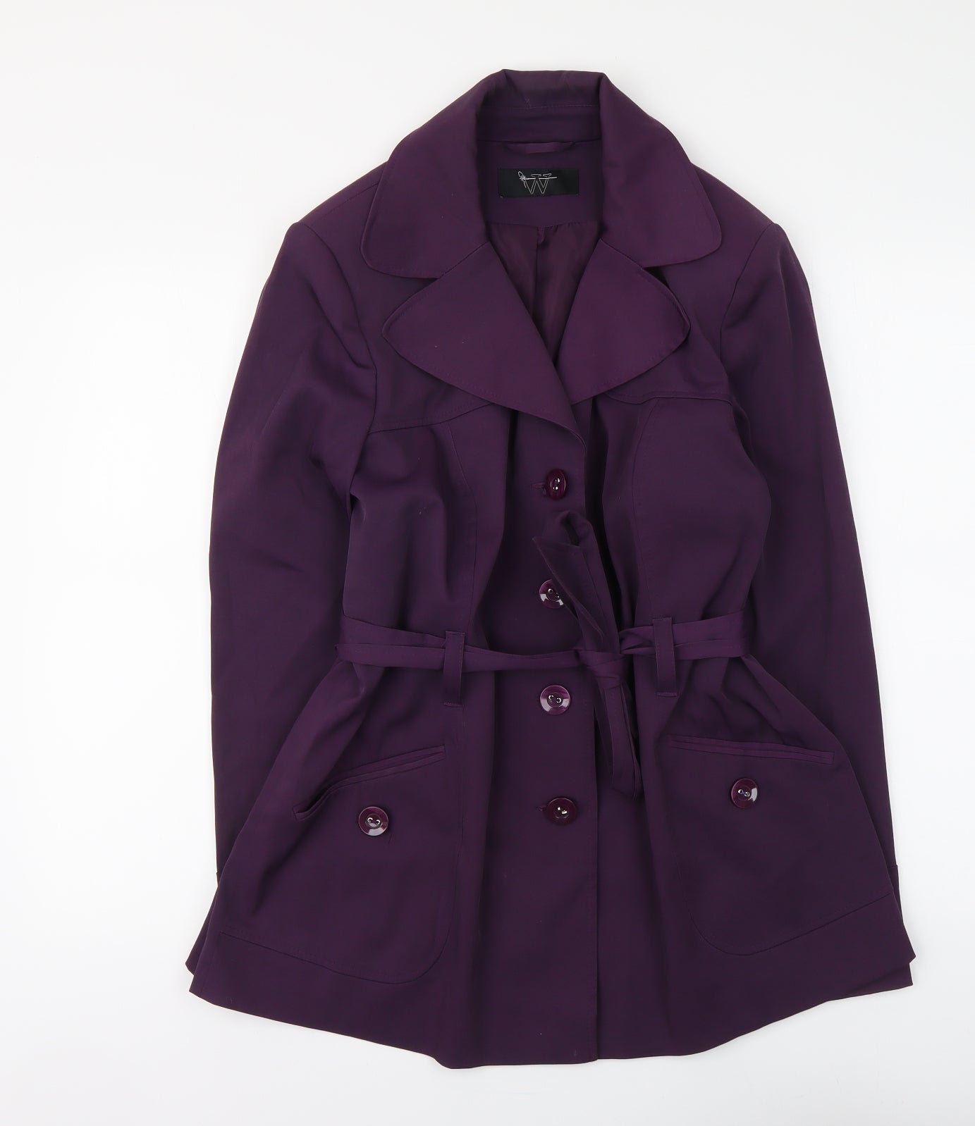 BHS Womens Purple Trench Coat Coat Size 16 Button