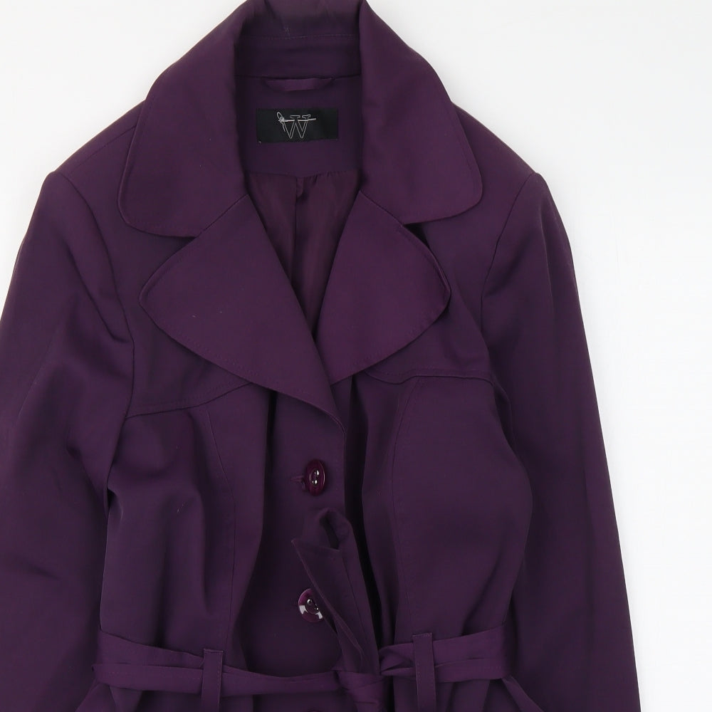 BHS Womens Purple Trench Coat Coat Size 16 Button