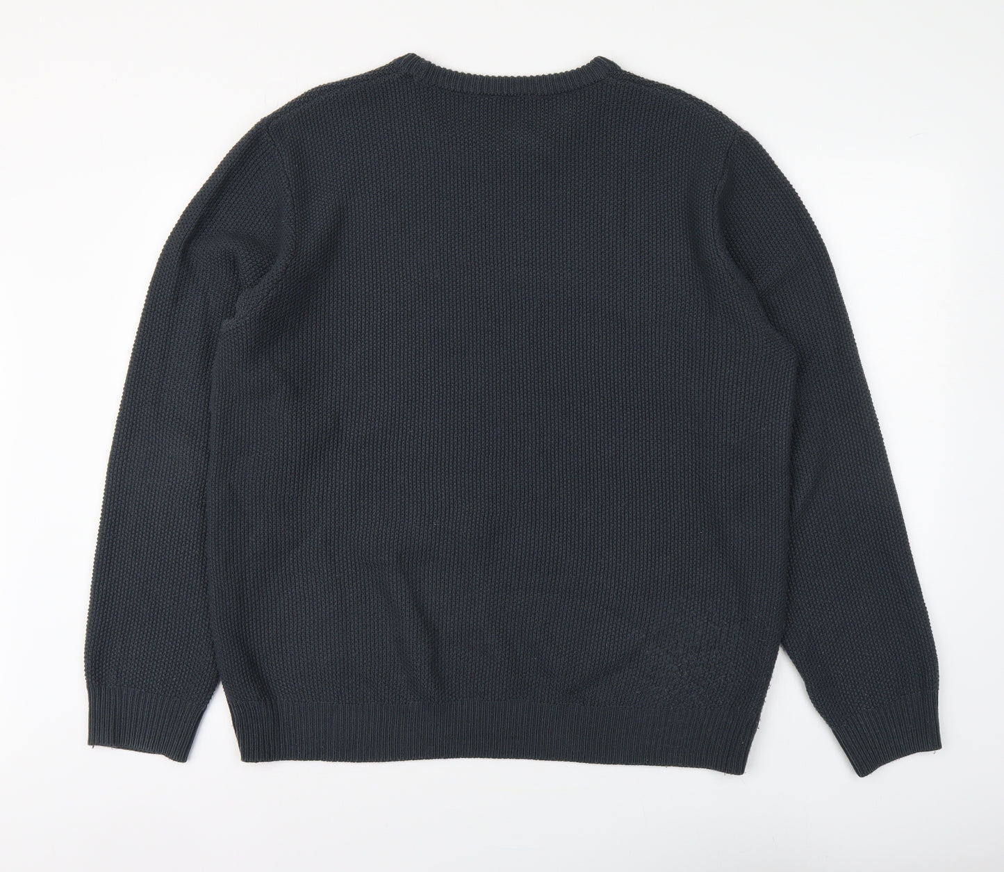 M&Co Mens Blue Round Neck Acrylic Pullover Jumper Size XL