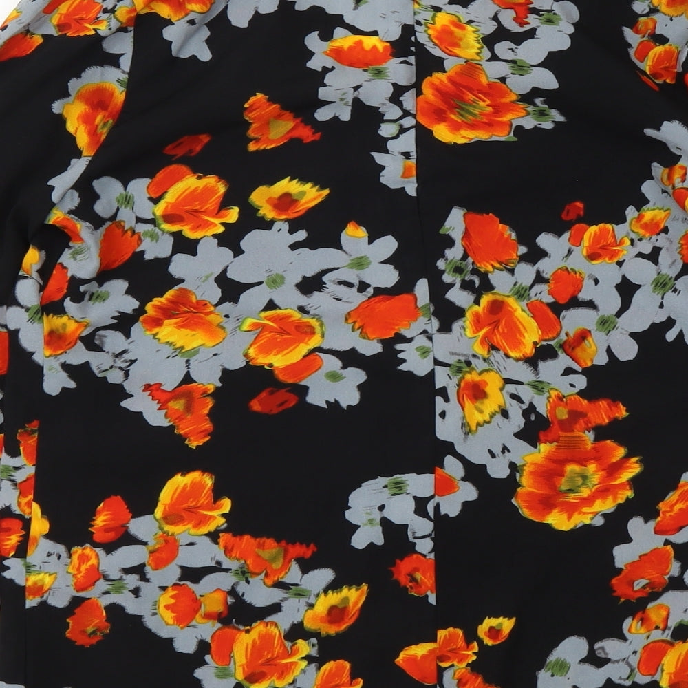 Atmosphere Womens Black Floral Polyester Basic Blouse Size 10 V-Neck