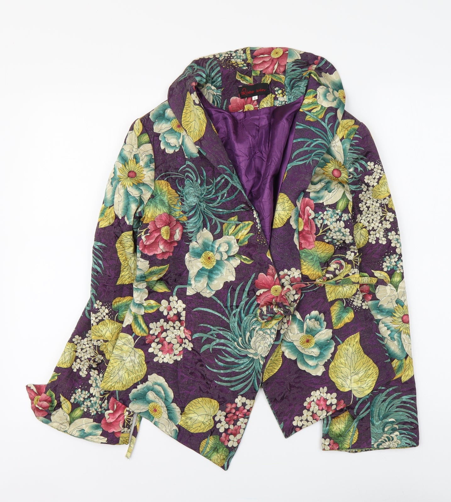 Dias Xin Womens Multicoloured Floral Polyester Basic Blouse Size 8 V-Neck