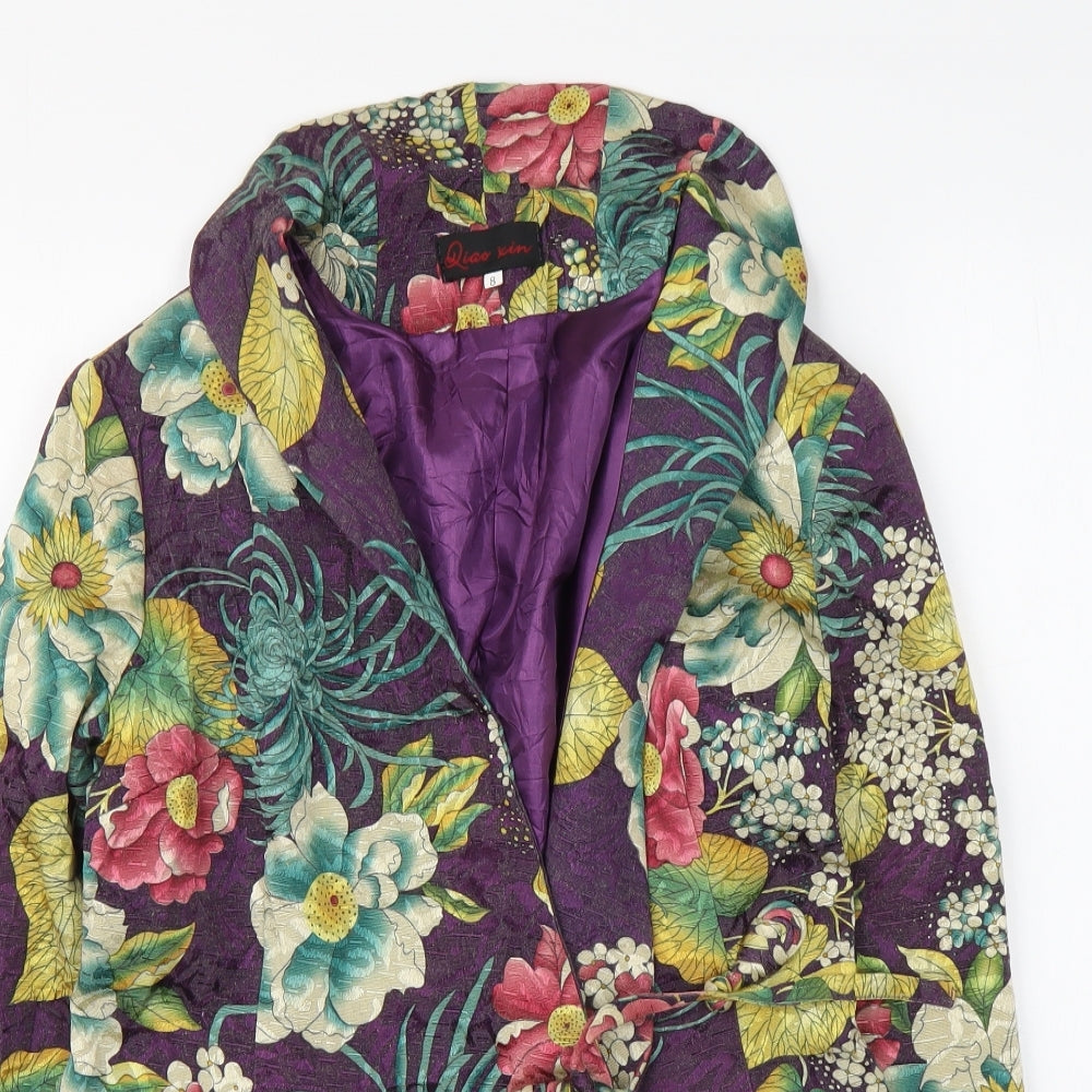 Dias Xin Womens Multicoloured Floral Polyester Basic Blouse Size 8 V-Neck